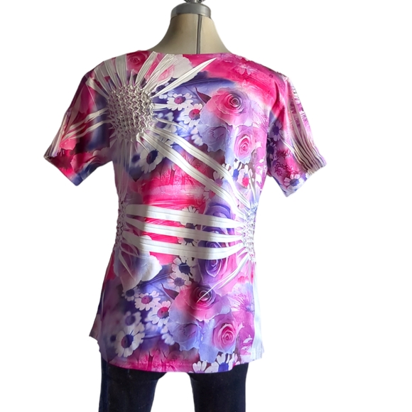 REVES COLLECTION Beautiful Floral Print Pink Purple and White Colors Size L - Picture 5 of 16